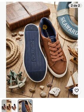 Nautica Men's Brown and Navy Low-Top Sneakers